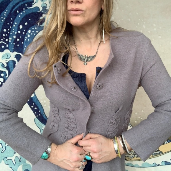 Anthropologie Sweaters - Anthropologie Moth boiled wool snap midi cardigan